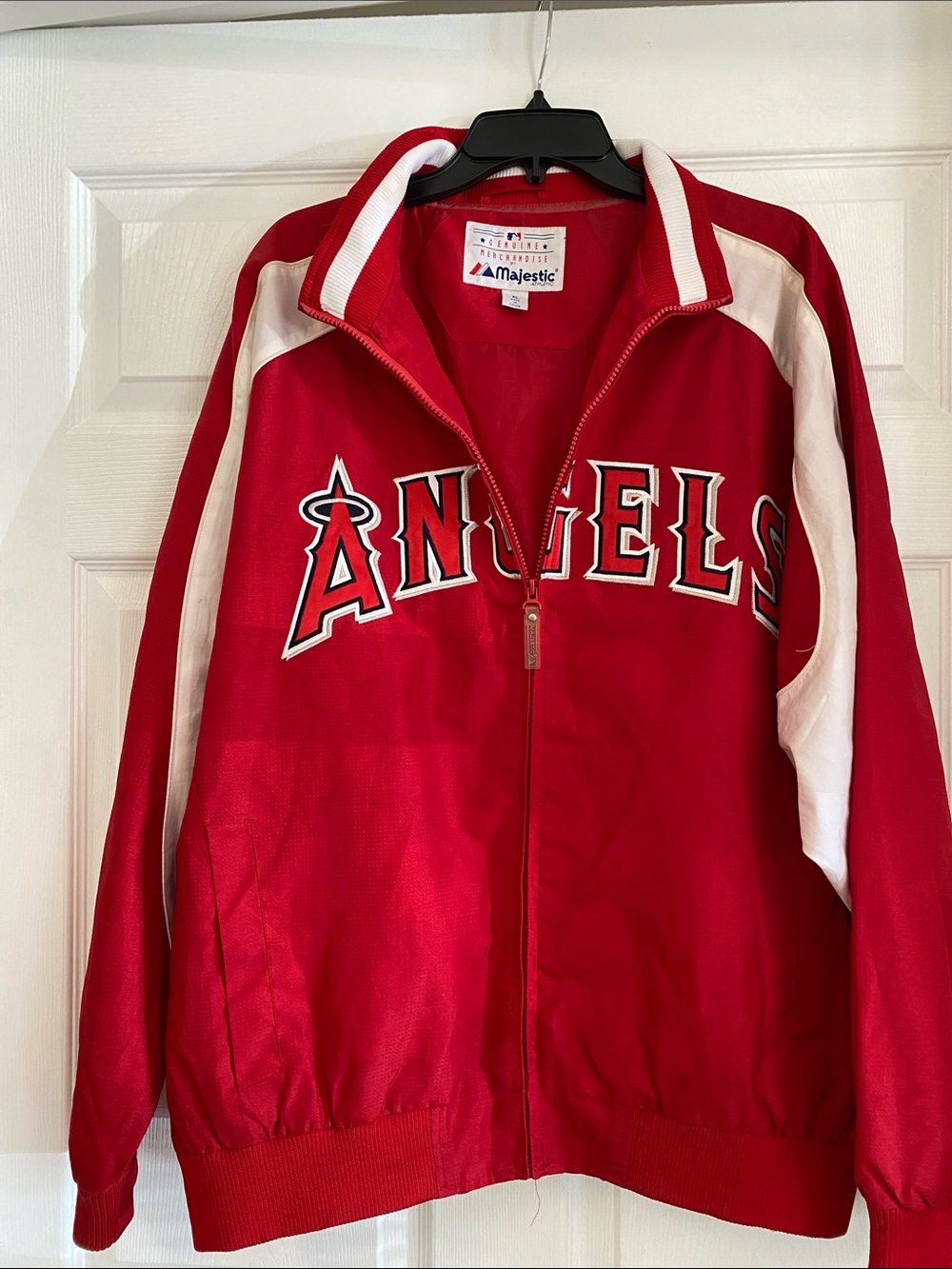 Majestic Red and White Angels Varsity Jacket